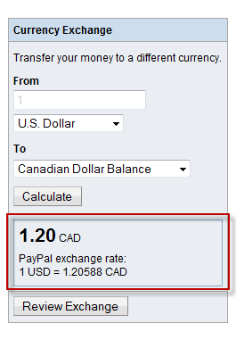 paypal canadian dollar conversion rate